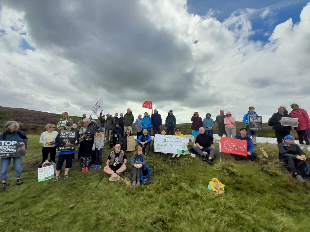 Participants at the Reclaim Our Moors protest against grouse shooting