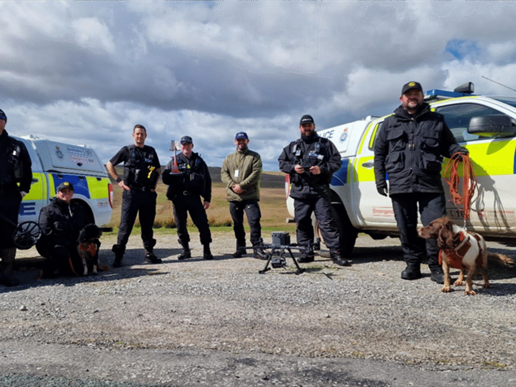 Multi-agency teams with dogs, drones and metal detectors