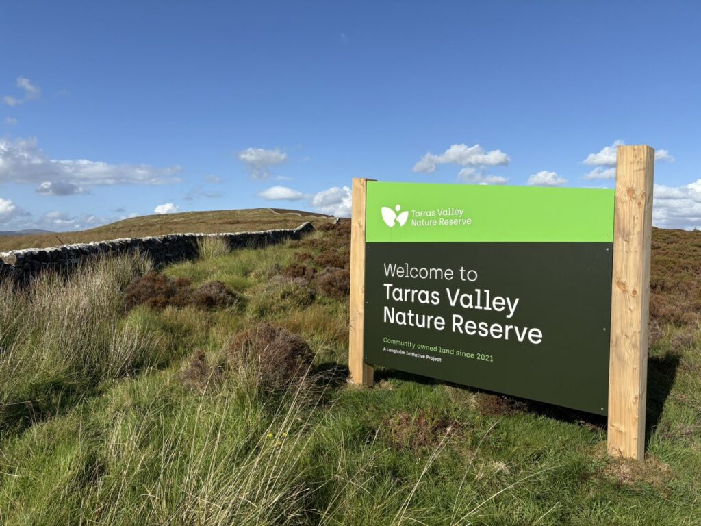 Tarras Valley Nature Reserve Landscape with sign